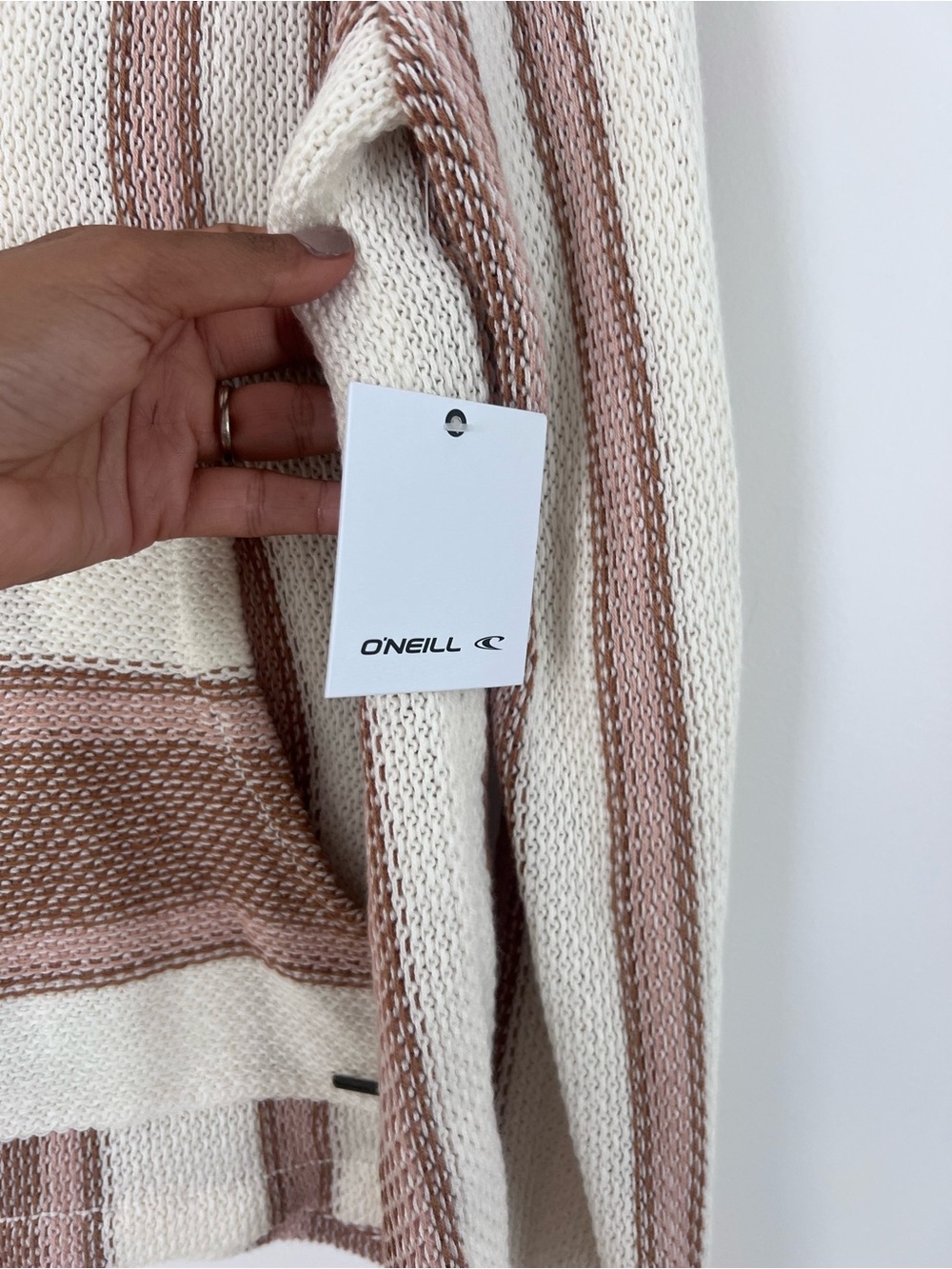O'Neill Cream & Dusty Rose Striped Knit Sweater